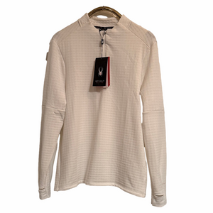 SPYDER ACTIVE NWT Mens Large Long Sleeve 1/4 zip off white Performance Pullover
